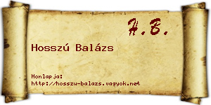 Hosszú Balázs névjegykártya
