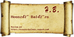 Hosszú Balázs névjegykártya